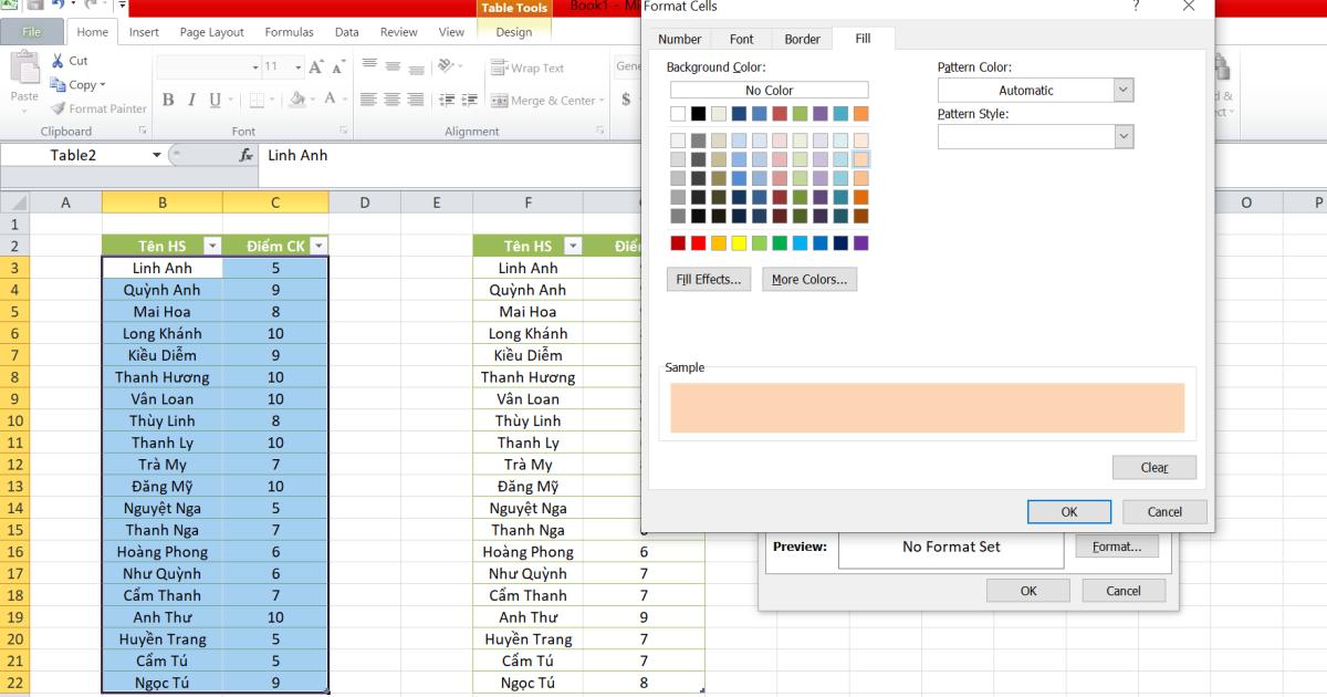 Hướng dẫn sử dụng hàm VLOOKUP vào định dạng có điều kiện trong Excel